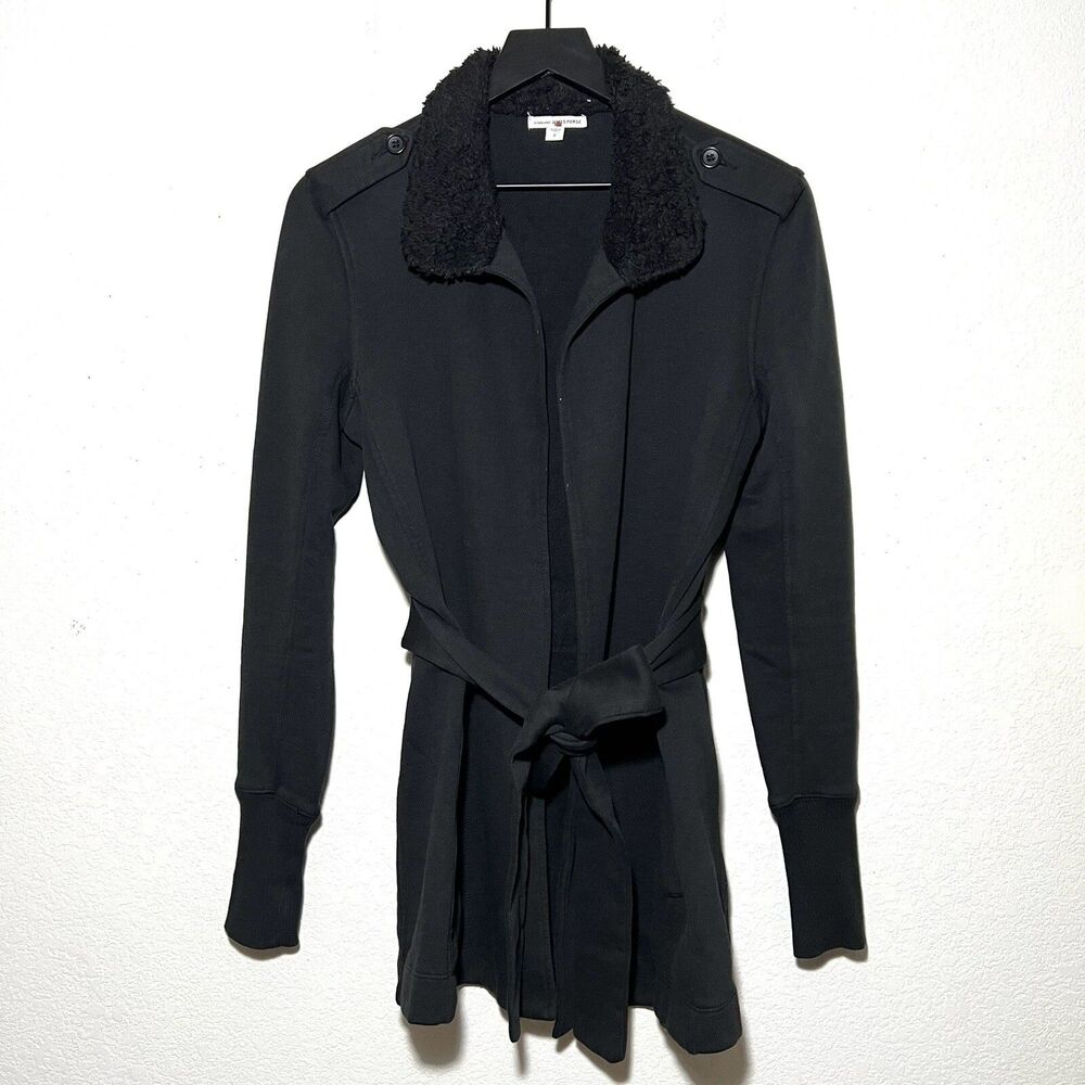 Standard James Perse Jacket Surplus Wrap Jacket Charcoal Size 2 Tie Waist Cotton